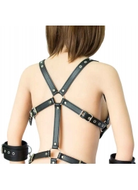 Черное боди-портупея с пристегивающимися наручниками - Notabu - купить с доставкой в Воронеже