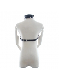 Черная портупея на грудь с кляпом и зажимами для сосков - Notabu - купить с доставкой в Воронеже