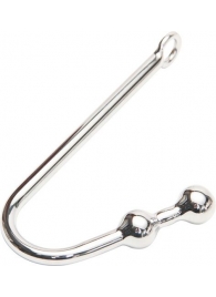 Серебристый анальный крюк с двумя шариками - Notabu - купить с доставкой в Воронеже