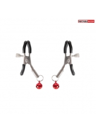 Серебристые зажимы на соски с шариками - Notabu - купить с доставкой в Воронеже