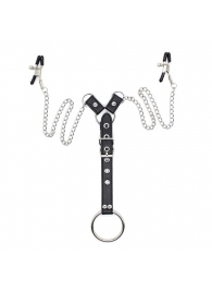 Зажимы для сосков с ремешком и кольцом для пениса - Notabu - купить с доставкой в Воронеже