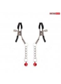 Серебристые зажимы на соски с шариками на цепочках - Notabu - купить с доставкой в Воронеже