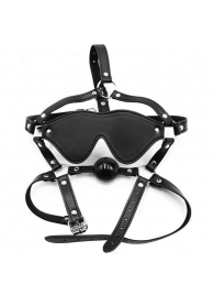 Черная маска-шоры с регулируемыми ремешками и кляпом-шариком - Notabu - купить с доставкой в Воронеже