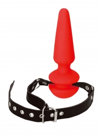 Красный кляп-плаг из силикона на черных регулируемых ремешках - NMC - купить с доставкой в Воронеже