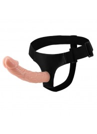 Гладкий фаллоимитатор с крупной головкой на ремешках - 19,7 см. - Baile - купить с доставкой в Воронеже