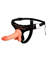 Реалистичный страпон на трусиках с заклепками - 15,7 см. - Baile - купить с доставкой в Воронеже