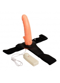 Фаллопротез с ребристым основанием на трусиках с вибрацией - 18 см. - Baile - купить с доставкой в Воронеже