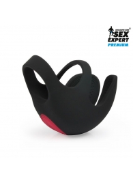 Черная вибронасадка на пенис и мошонку Sex Expert - Sex Expert - в Воронеже купить с доставкой