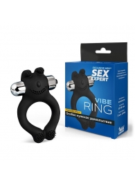 Черное силиконовое эрекционное виброкольцо Sex Expert - Sex Expert - в Воронеже купить с доставкой