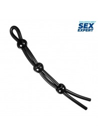 Черное силиконовое лассо с тремя шариками для утяжки - Sex Expert - в Воронеже купить с доставкой