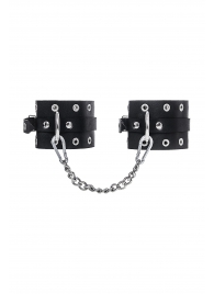 Черные кожаные однослойные оковы с люверсами - Pecado - купить с доставкой в Воронеже