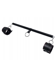 Черная распорка для ног с кожаными манжетами - Pecado - купить с доставкой в Воронеже