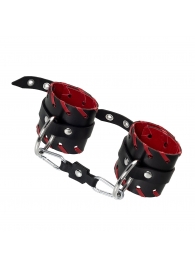 Черно-красные наручники из натуральной кожи - Pecado - купить с доставкой в Воронеже