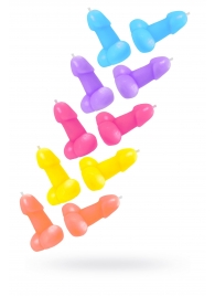 Набор из 10 разноцветных свечей в форме пениса - Pecado - купить с доставкой в Воронеже