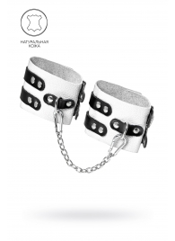Бело-черные оковы с двумя ремешками и люверсами - Pecado - купить с доставкой в Воронеже