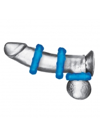 Комплект из трех голубых эрекционных колец 3-Pack Ribbed Rider Cock Ring Set - BlueLine - в Воронеже купить с доставкой
