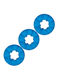 Комплект из трех голубых эрекционных колец 3-Pack Ribbed Rider Cock Ring Set - BlueLine - в Воронеже купить с доставкой