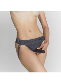 Серые трусики для фиксации насадок Strap-on-me Harness Lingerie Unique - Strap-on-me - купить с доставкой в Воронеже