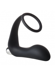 Черное эрекционное кольцо с вибропробкой Vibrating Anal Plug With Cockring - Dream Toys - в Воронеже купить с доставкой