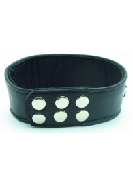Чёрный кожаный ошейник с полукольцами и клёпками - БДСМ Арсенал - купить с доставкой в Воронеже