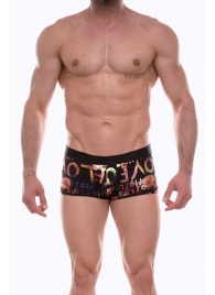 Черные трусы-боксеры с разноцветным блестящим принтом - Don Moris купить с доставкой
