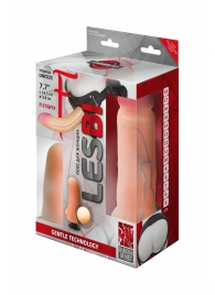 Телесный страпон Harness LESBI с вагинальной пробкой - 16,5 см. - LOVETOY (А-Полимер) - купить с доставкой в Воронеже