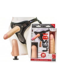 Телесный страпон Harness LESBI с вагинальной пробкой - 16,5 см. - LOVETOY (А-Полимер) - купить с доставкой в Воронеже