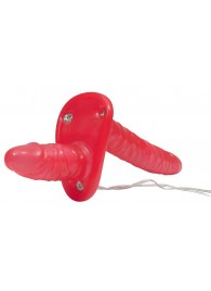 Красный женский страпон с вагинальной пробкой Bad Kitty - 18 см. - Orion - купить с доставкой в Воронеже