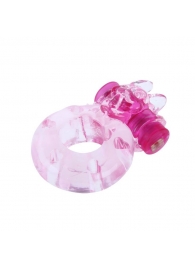 Розовое эрекционное виброкольцо с кошкой на вибропуле - Baile - в Воронеже купить с доставкой