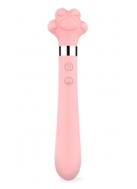 Розовый двусторонний вибромассажер Meow в форме лапки - 21 см. - S-HANDE