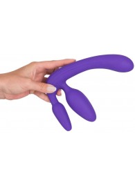 Фиолетовый безремневой страпон с двумя пробками - Orion - купить с доставкой в Воронеже