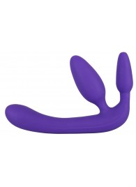 Фиолетовый безремневой страпон с двумя пробками - Orion - купить с доставкой в Воронеже