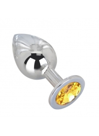 Большой стальной плаг с желтым кристаллом Sweet Lemon - 9,5 см. - Erotic Fantasy - купить с доставкой в Воронеже