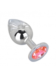 Большой стальной плаг с розовым кристаллом Pink Bubble Gum - 9,5 см. - Erotic Fantasy - купить с доставкой в Воронеже