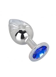 Большой стальной плаг с синим кристаллом Blue Space - 9,5 см. - Erotic Fantasy - купить с доставкой в Воронеже