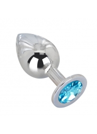 Большой стальной плаг с голубым кристаллом High Sky - 9,5 см. - Erotic Fantasy - купить с доставкой в Воронеже