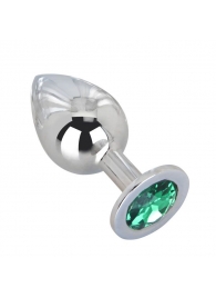 Большой стальной плаг с зеленым кристаллом Green Lime - 9,5 см. - Erotic Fantasy - купить с доставкой в Воронеже
