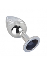 Большой стальной плаг с черным кристаллом Black Rave - 9,5 см. - Erotic Fantasy - купить с доставкой в Воронеже