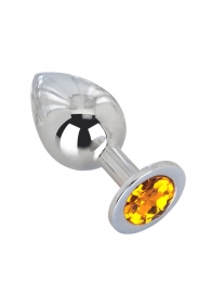 Большой стальной плаг с оранжевым кристаллом Juicy Orange - 9,5 см. - Erotic Fantasy - купить с доставкой в Воронеже