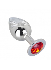 Большой плаг из стали с красным кристаллом Red Flame - 9,5 см. - Erotic Fantasy - купить с доставкой в Воронеже