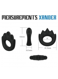 Черное эрекционное кольцо с массажными гребнями Rooster Xander - Velv or - в Воронеже купить с доставкой