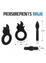 Черное эрекционное кольцо-пламя Rooster Hawk - Velv or - в Воронеже купить с доставкой