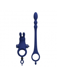 Синее эрекционное виброкольцо со съемным анальным хвостом - Baile - в Воронеже купить с доставкой