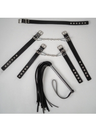 БДСМ-набор с плёткой в черном цвете - Crazy Handmade - купить с доставкой в Воронеже