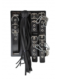 БДСМ-набор с плёткой в черном цвете - Crazy Handmade - купить с доставкой в Воронеже