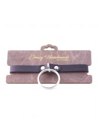 Черный кожаный чокер с большим кольцом - Crazy Handmade - купить с доставкой в Воронеже