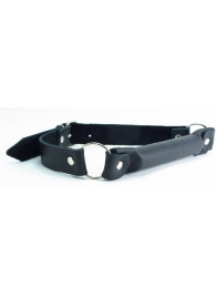 Черный кожаный кляп-трензель на кольцах - БДСМ Арсенал - купить с доставкой в Воронеже