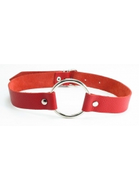 Красный кожаный кляп с кольцом - БДСМ Арсенал - купить с доставкой в Воронеже