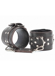 Коричневые оковы из мягкой кожи на металлической цепочке - БДСМ Арсенал - купить с доставкой в Воронеже