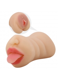 Телесный двусторонний мастурбатор Sarah - ротик и вагина - Baile - в Воронеже купить с доставкой